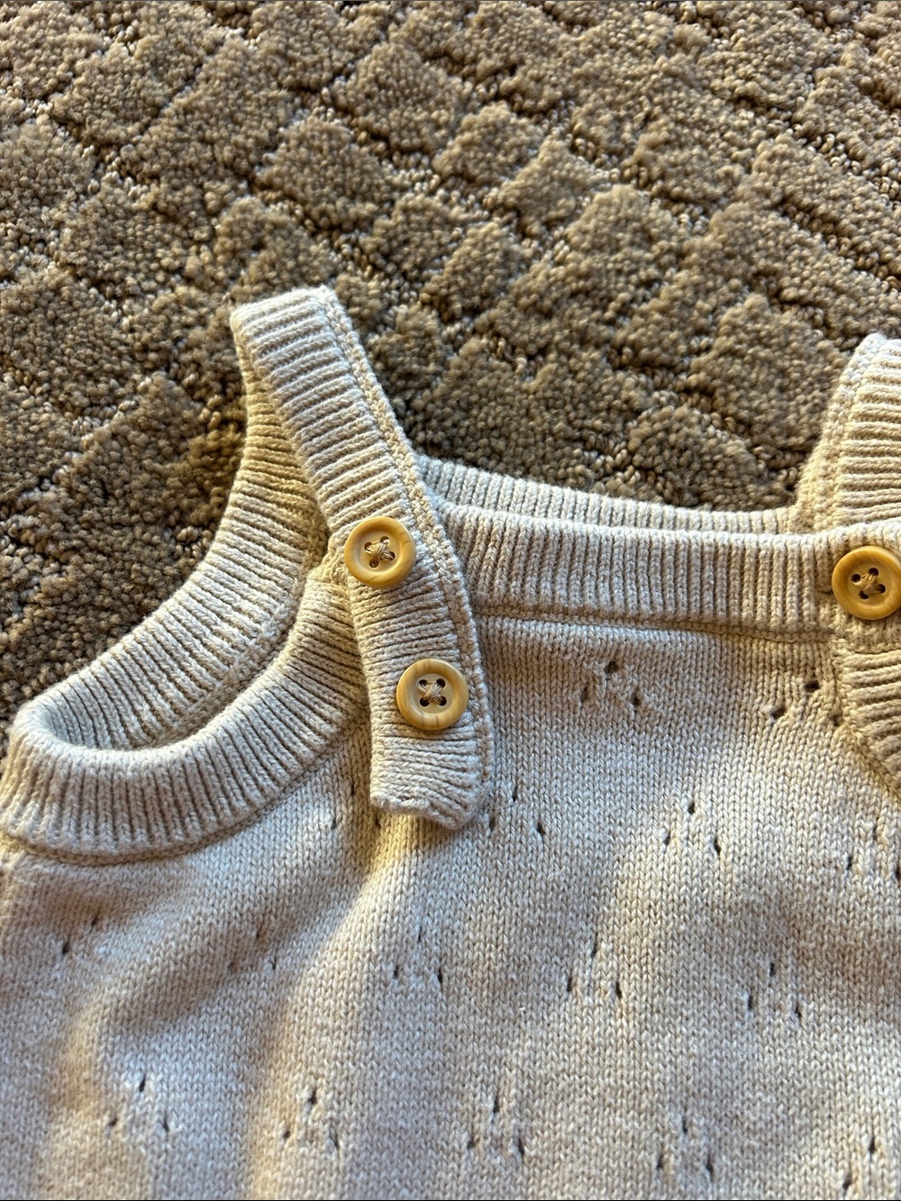 Carter's Cream Knit Button Romper - Picture 5 of 5